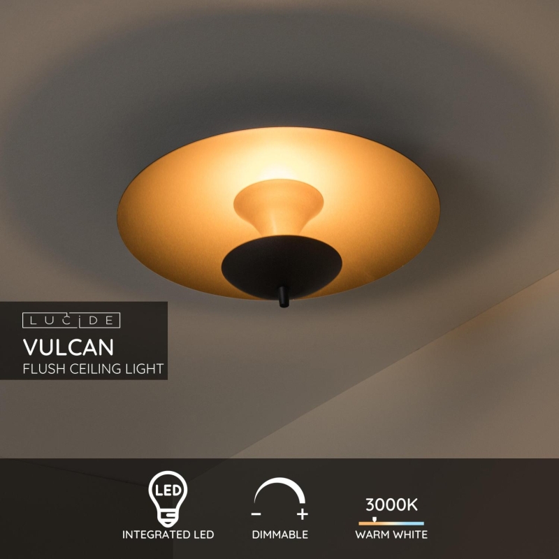 Lucide VULCAN - Zapustené stropné svietidlo - Ø 35 cm - LED Rozm. - 1x9W 3000K - Čierna